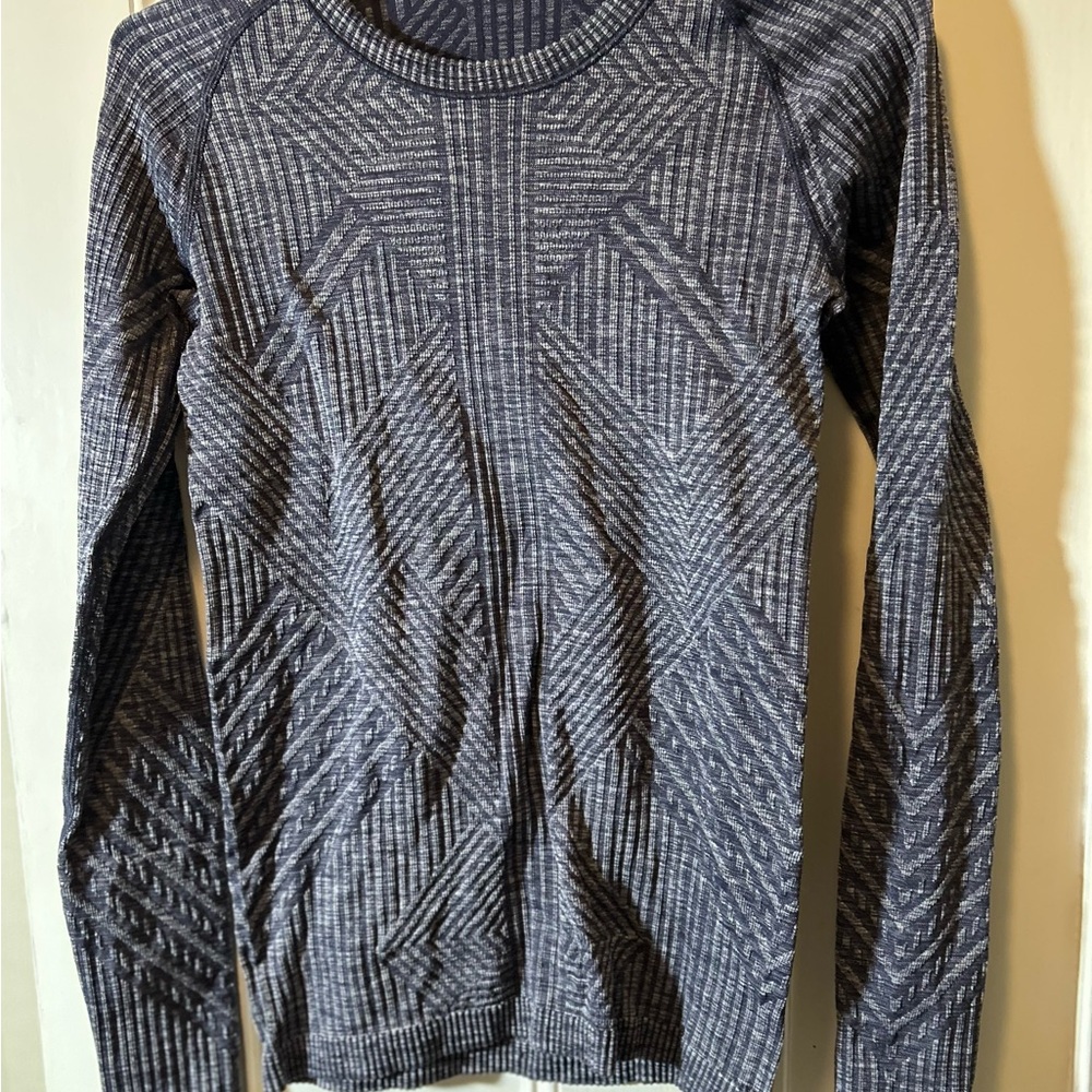 lululemon athletica Blue Patterned Crew Neck Sweater